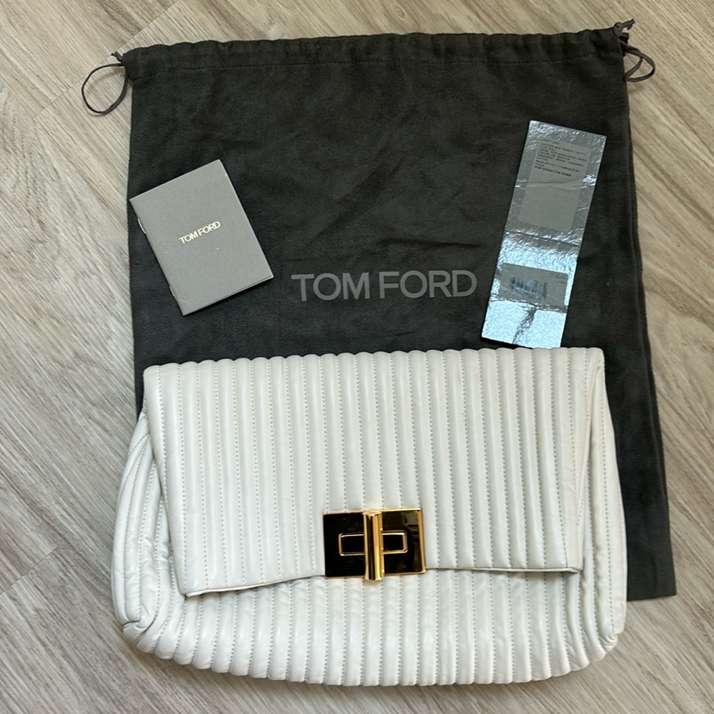 Leather Tom Ford Cream and Gold Clutch
